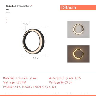 Outdoor Lighting Waterproof IP65 Stainless Steel round Moon Lamp for Street Garden 11W 19W 24W 36W Creative External Wall Sconce