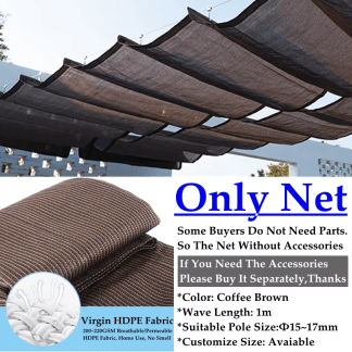 Thicken Coffee Color Telescopic Wave Sun Shade Net Home Courtyard Pavilion Glass Room Canopy People Protection Sunshade Net